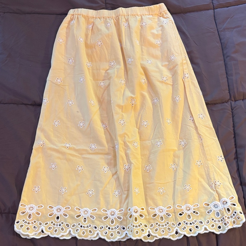 Old Navy Yellow Floral Midi Skirt